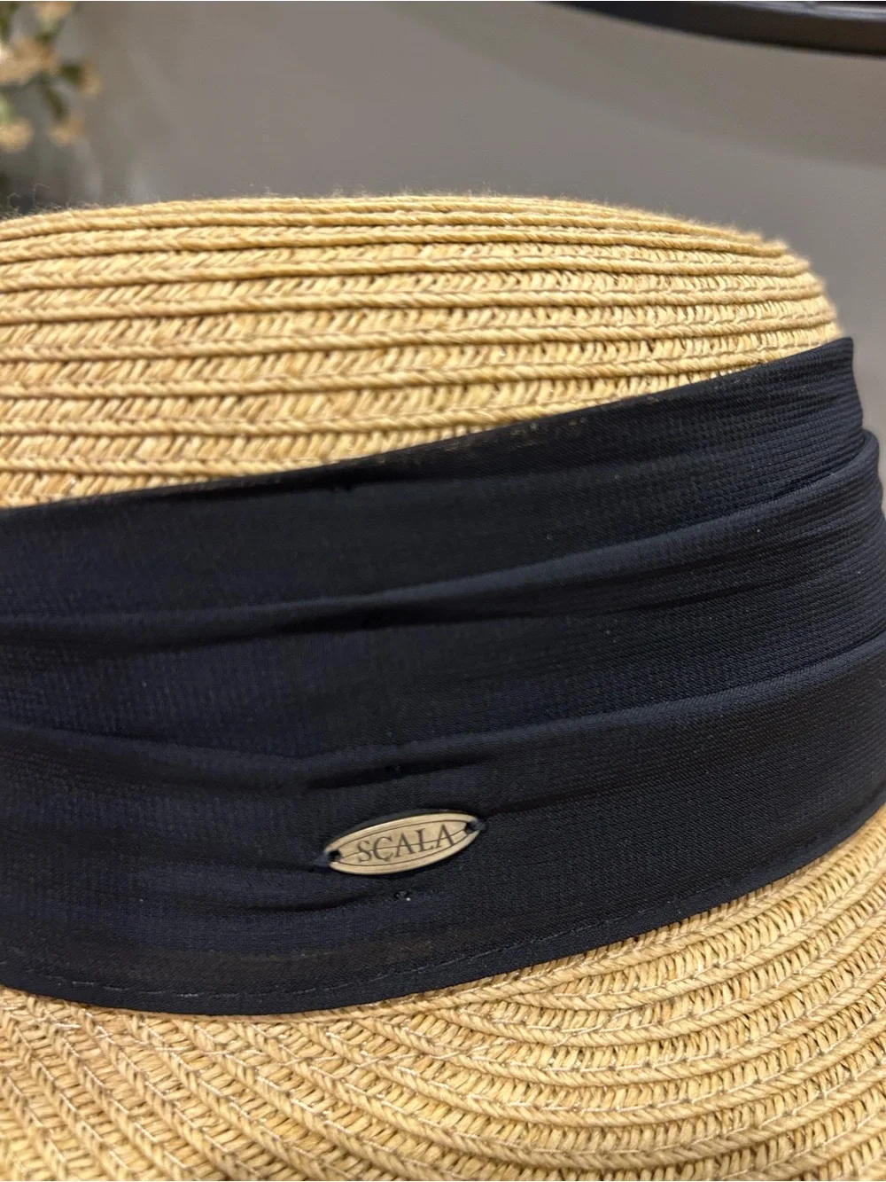 Scala Natural Straw Sun Hat with Black Band